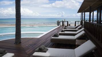 Outdoor pool, sun loungers