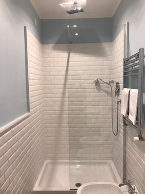 Shower, free toiletries, hair dryer, bathrobes