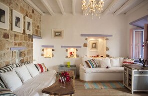 Villa, Beachfront | Living room | Flat-screen TV, DVD player - Patmos Exclusive Villas (Patmos)