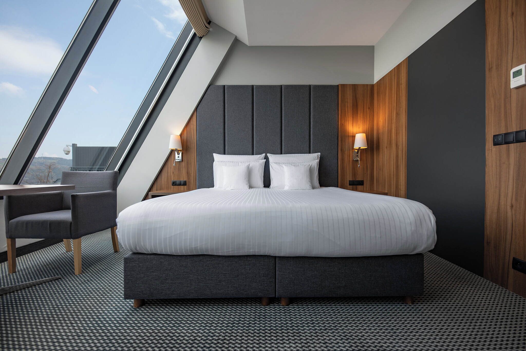 comfort double room, lake view (lux; free spa access) | minibar, in-room safe, desk, soundproofing