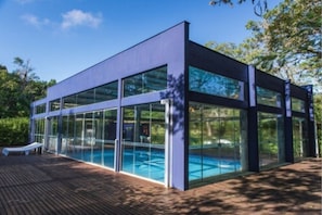 Indoor pool, 2 outdoor pools, open 7:30 AM to 7 PM, pool umbrellas
