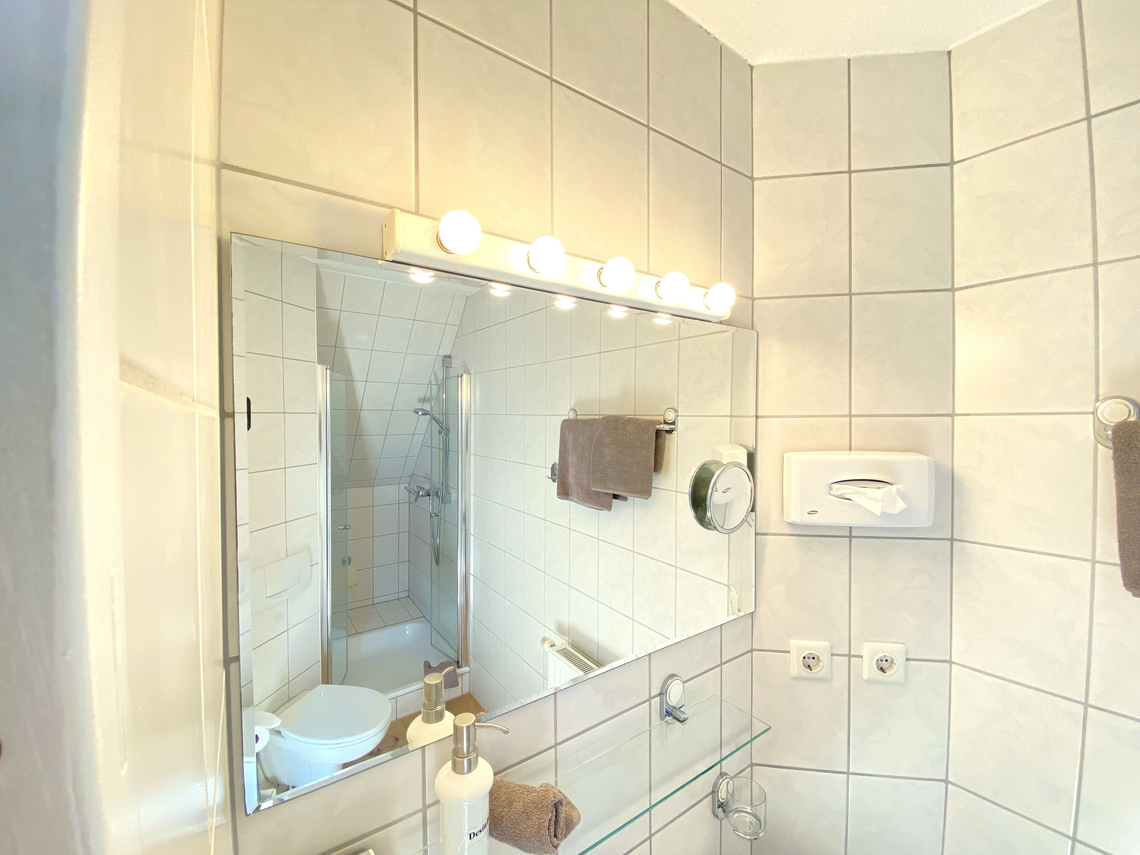 single room | bathroom | shower, hair dryer, towels