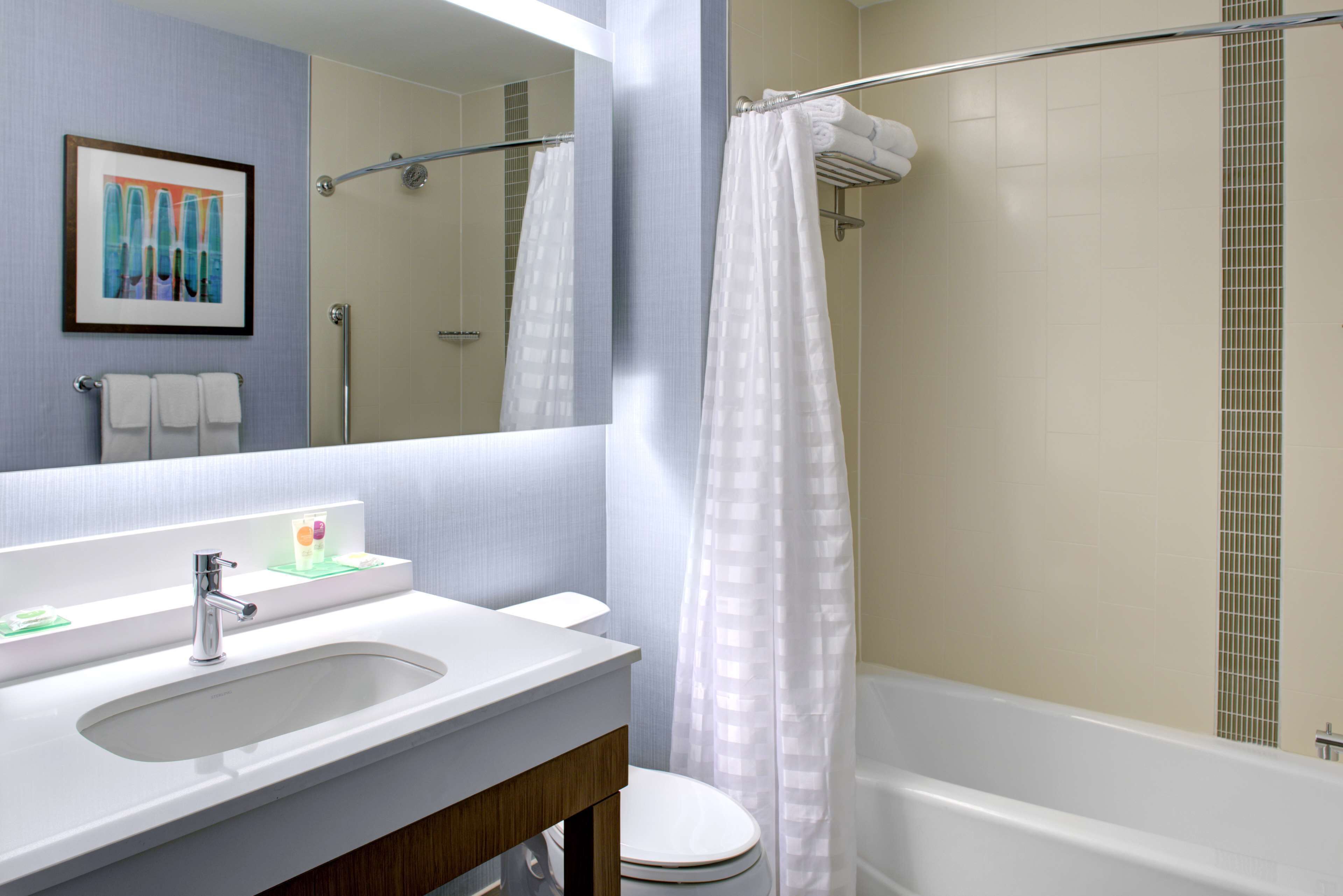 free toiletries, hair dryer, towels