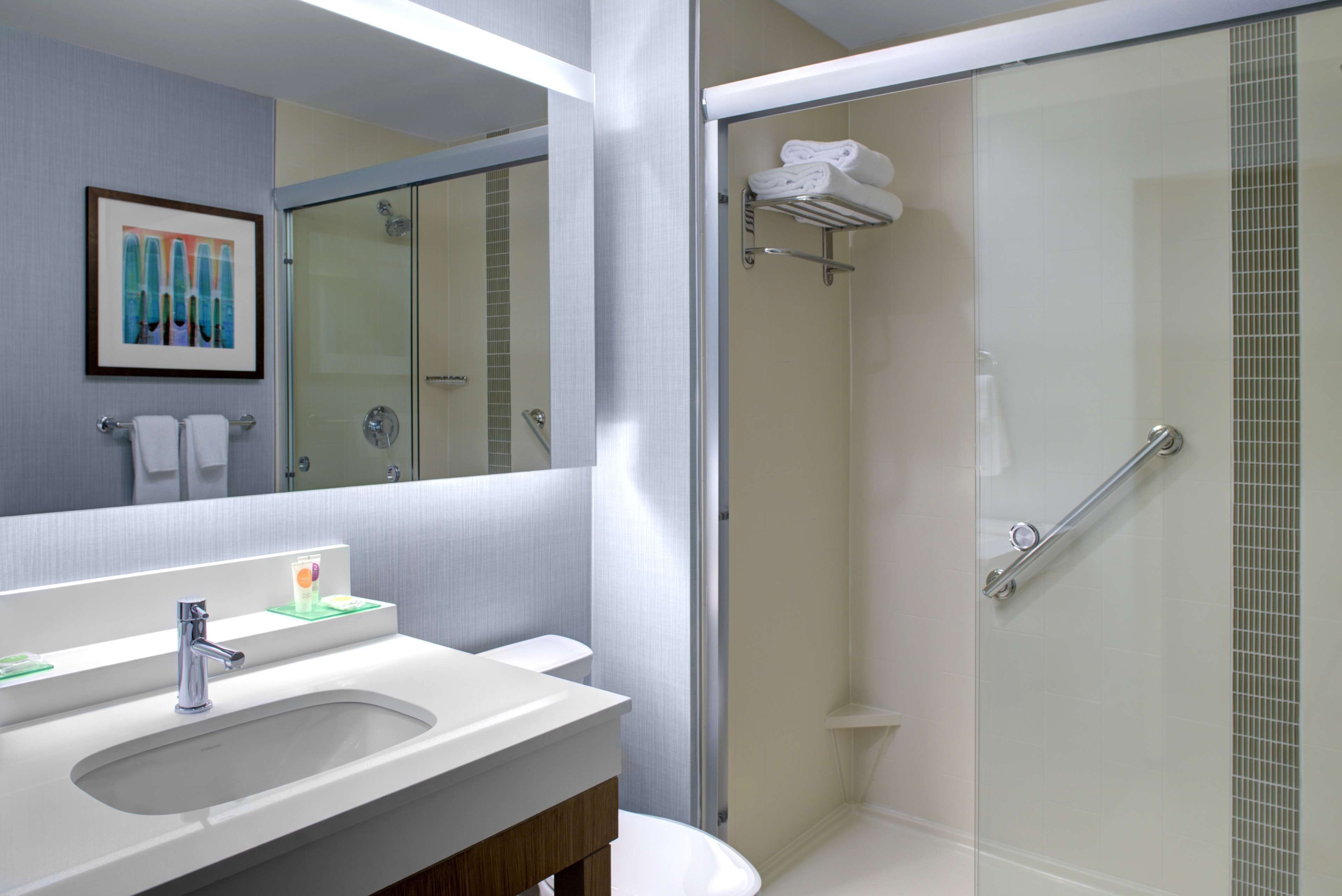 free toiletries, hair dryer, towels