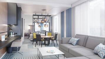 Luxe beddengoed, een kluis op de kamer, een bureau, geluiddichte muren