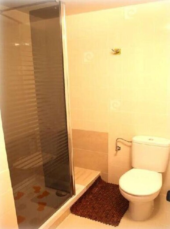 Habitación con 1 cama doble o 2 individuales, baño compartido | Baño | Secador de pelo
