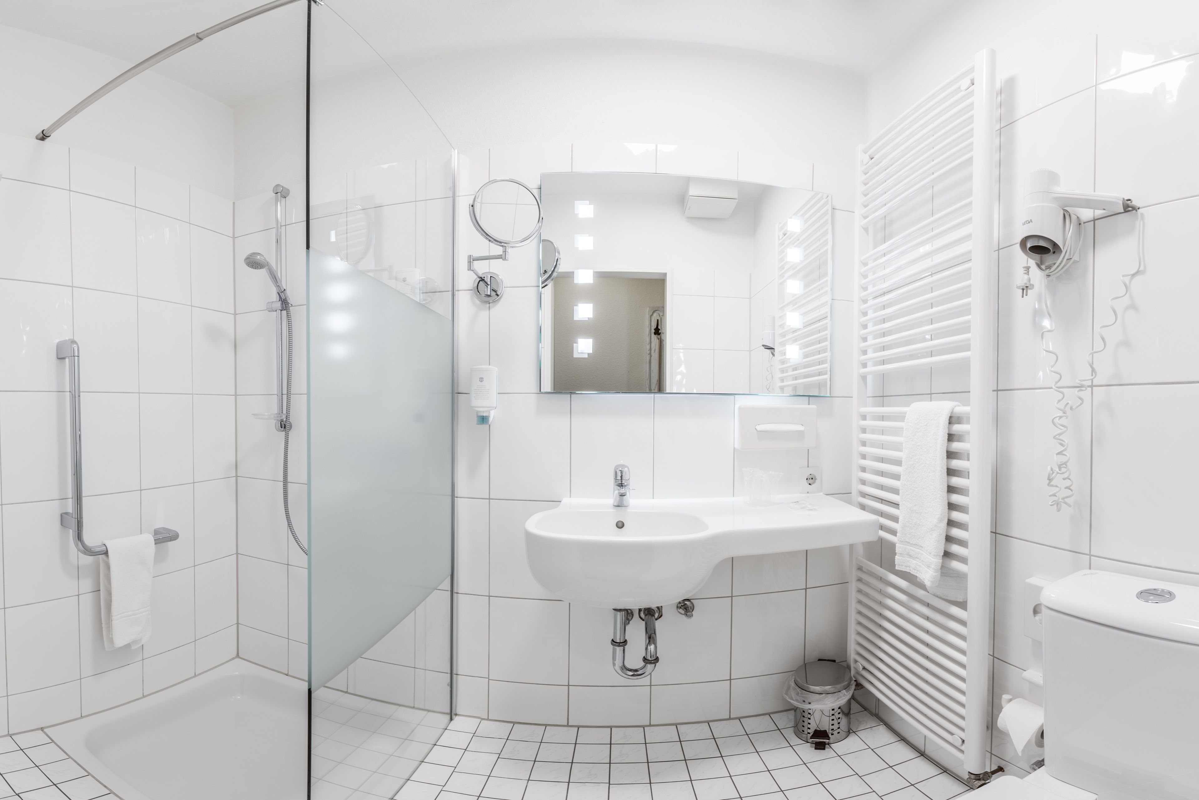 shower, free toiletries, hair dryer, bathrobes