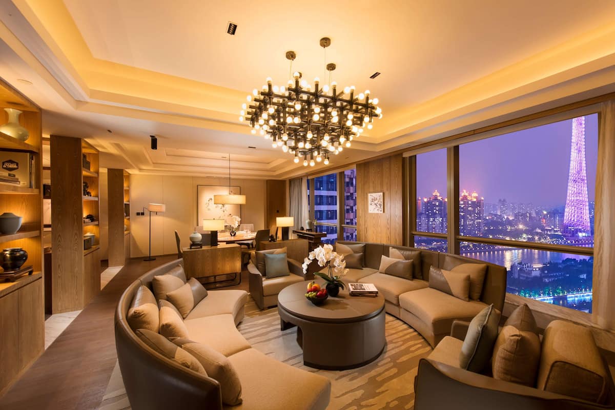king premier suite canton tower river view | 1 bedroom, down duvets, minibar, in-room safe