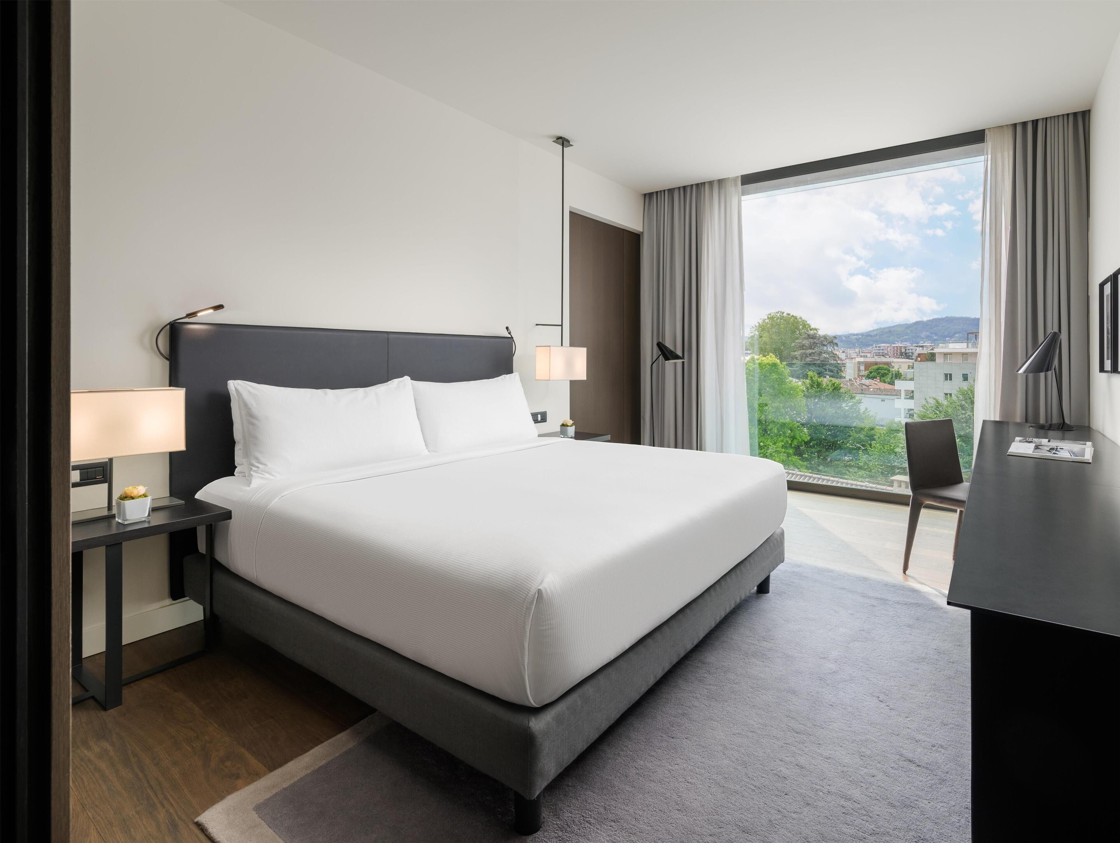 华丽客房, 1 张特大床, 城市景观 | 羽绒被、客房内保险箱、特色家居、办公桌