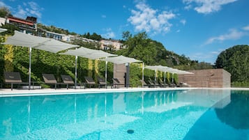 Outdoor pool, open 8:00 AM to 6:00 PM, pool loungers