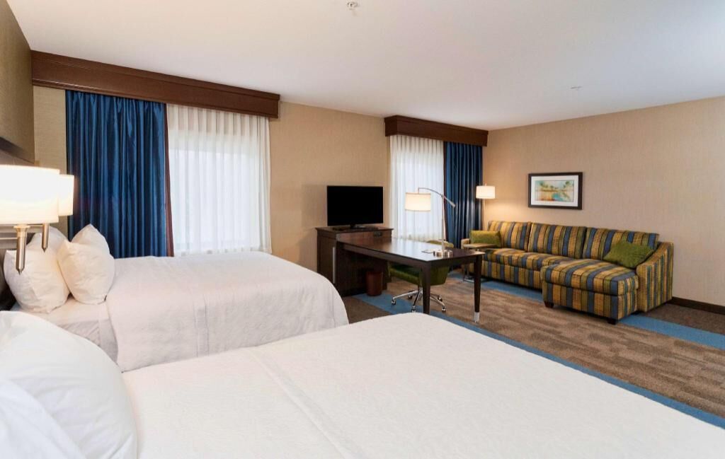 In-room safe, desk, laptop workspace, blackout drapes