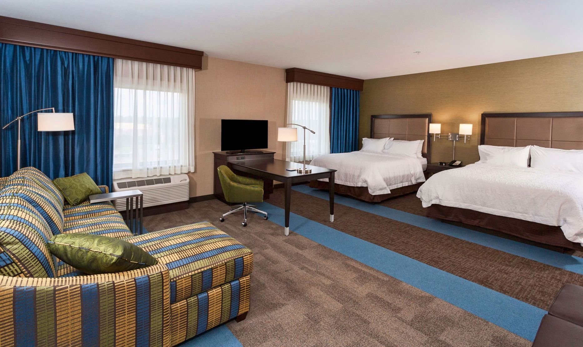 In-room safe, desk, laptop workspace, blackout drapes