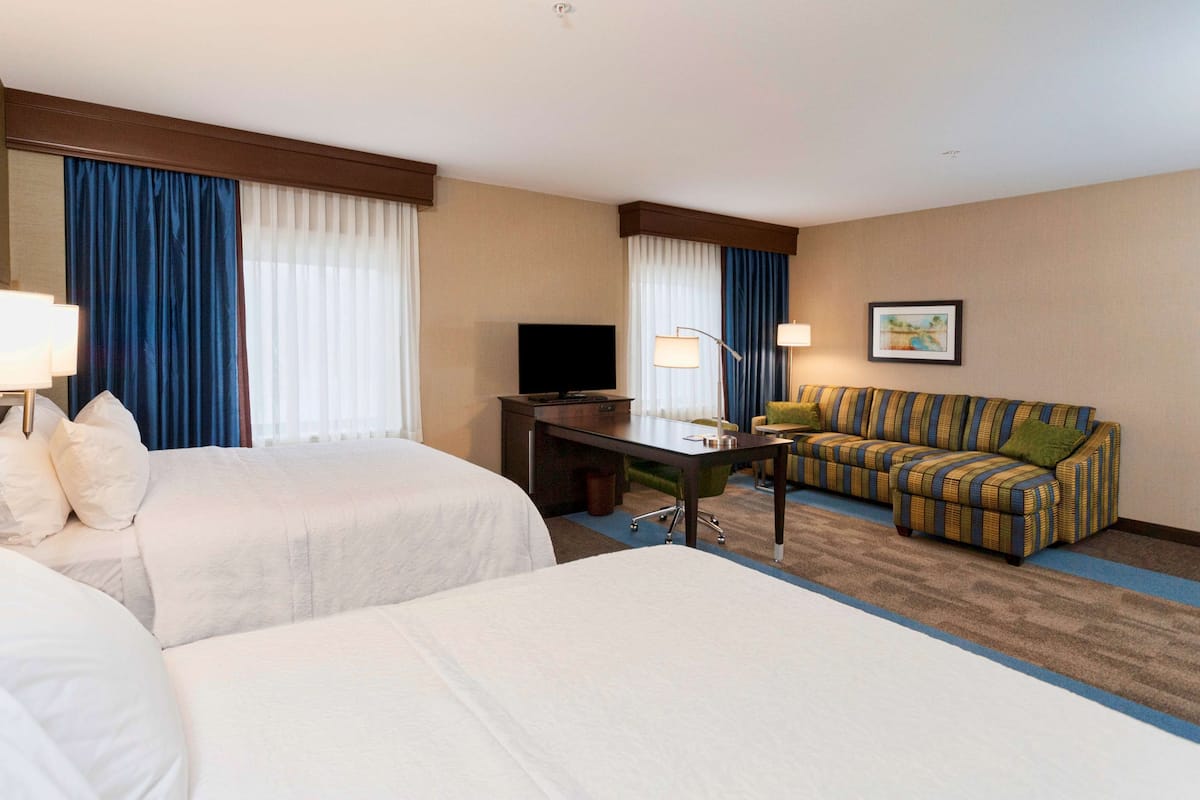 In-room safe, desk, laptop workspace, blackout curtains