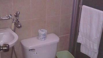 Shower, free toiletries, towels