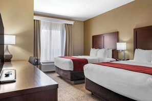 Standard Room, 2 Queen Beds, Non Smoking | Premium bedding, desk, blackout drapes, iron/ironing board