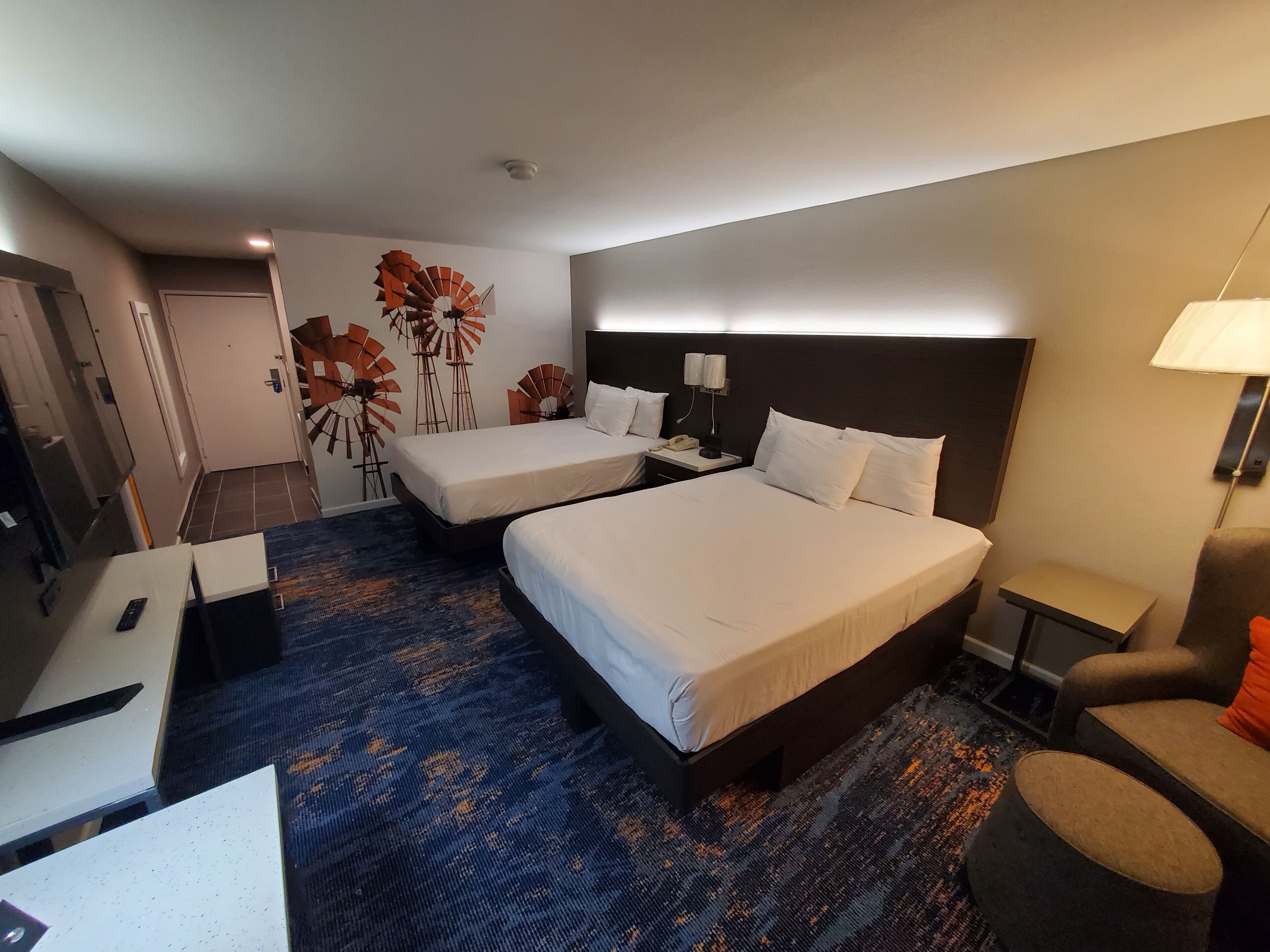 standard room, 2 double beds, non smoking | desk, laptop workspace, blackout curtains, iron/ironing board