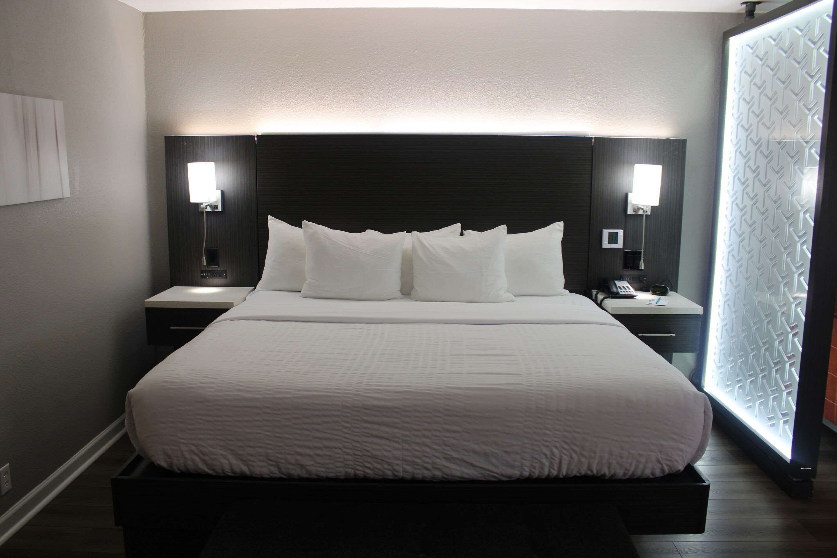 desk, laptop workspace, blackout curtains, iron/ironing board