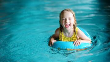 Children can enjoy a fun day by the pool with a spacious area to swim and play.