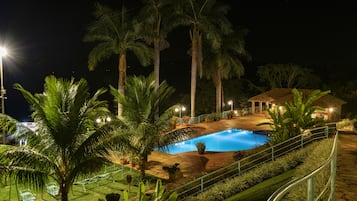 Outdoor pool, sun loungers