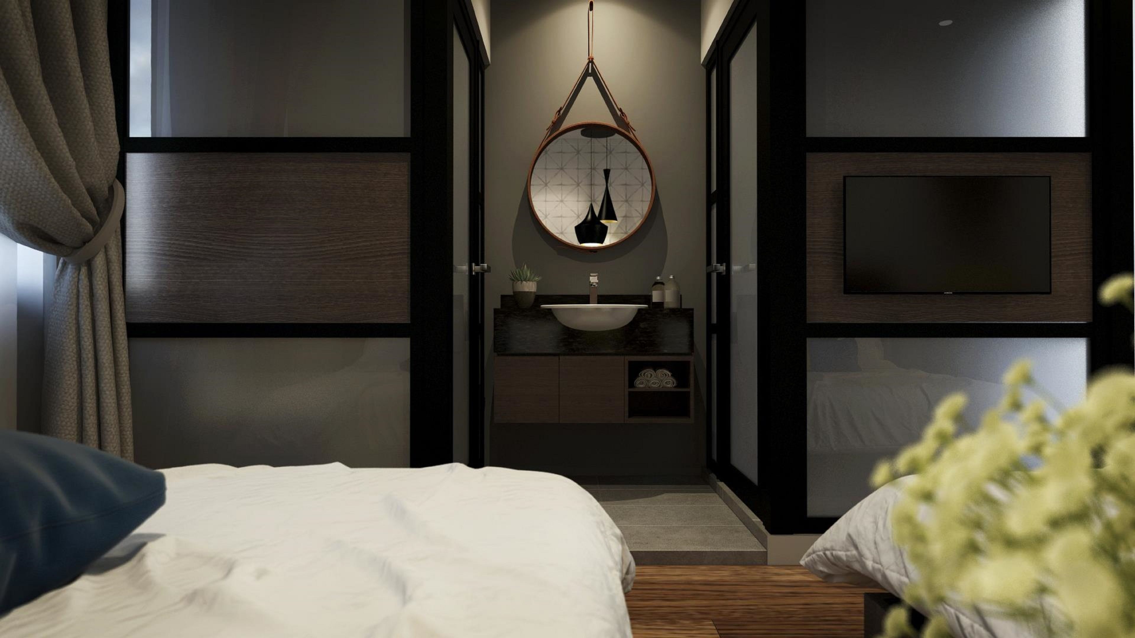 family double room (1 king and 1 queen beds) | bathroom | shower, free toiletries, hair dryer, towels