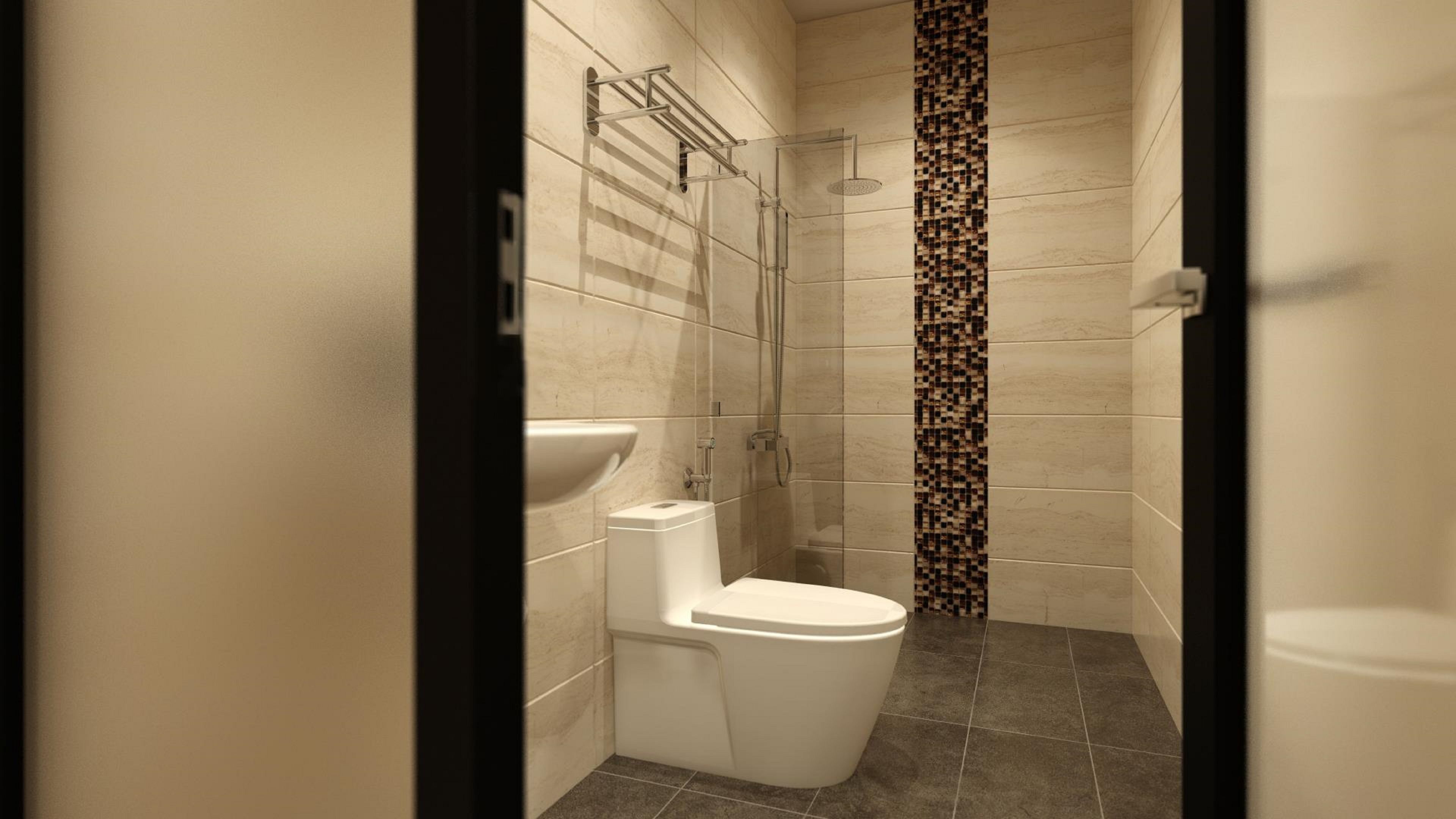 family 1 king + 1 queen (no window) | bathroom | shower, free toiletries, hair dryer, towels