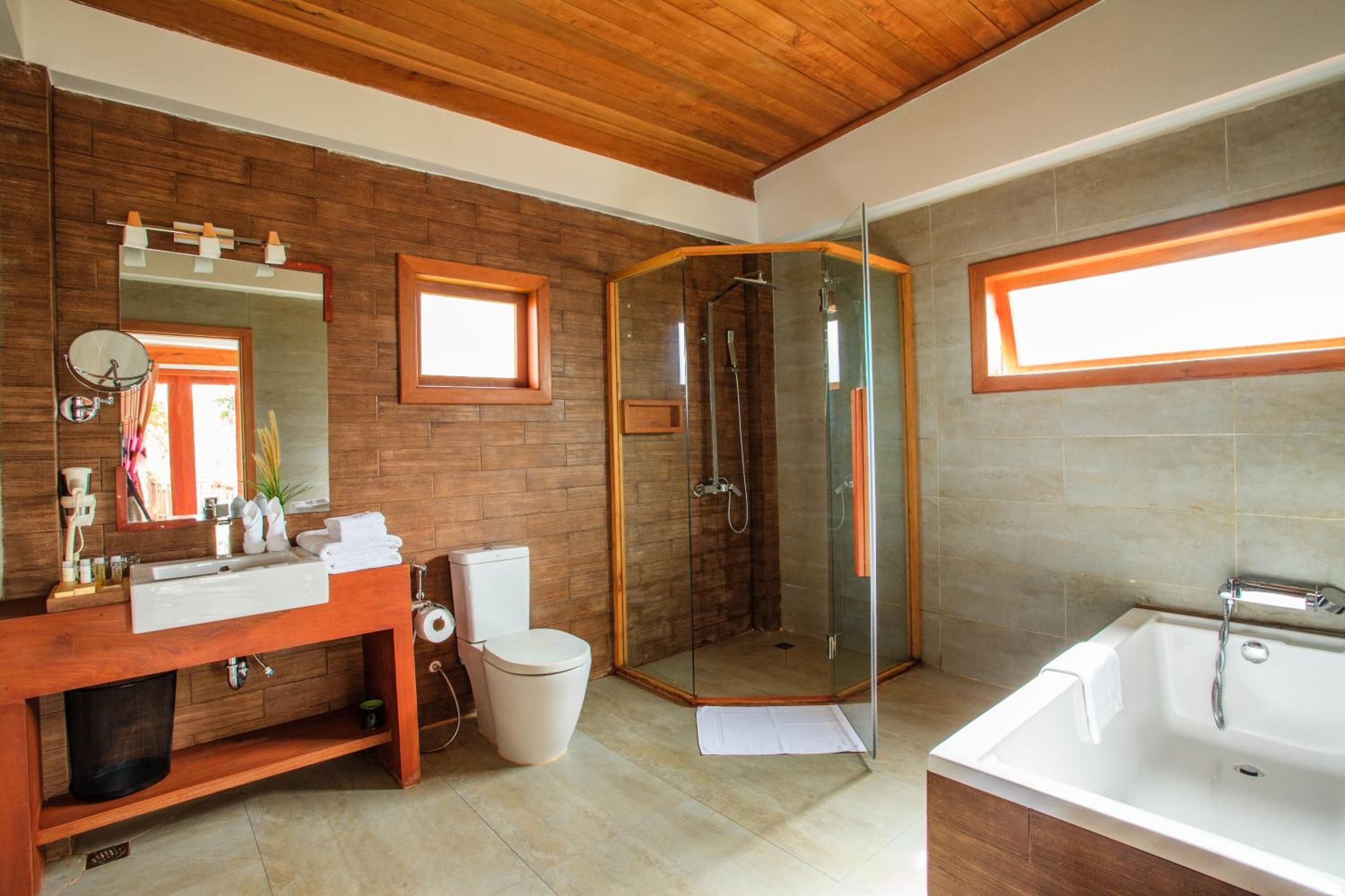 shower, free toiletries, hair dryer, dressing gowns