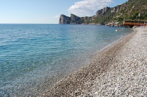 Plage, chaises longues, parasols, bar de plage