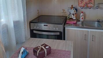 Íbúð - 2 svefnherbergi - sjávarsýn | Einkaeldhús | Ísskápur í fullri stærð, bakarofn, eldavélarhellur, kaffivél/teketill