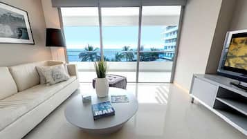 42-inch flat-screen TV with cable channels, TV