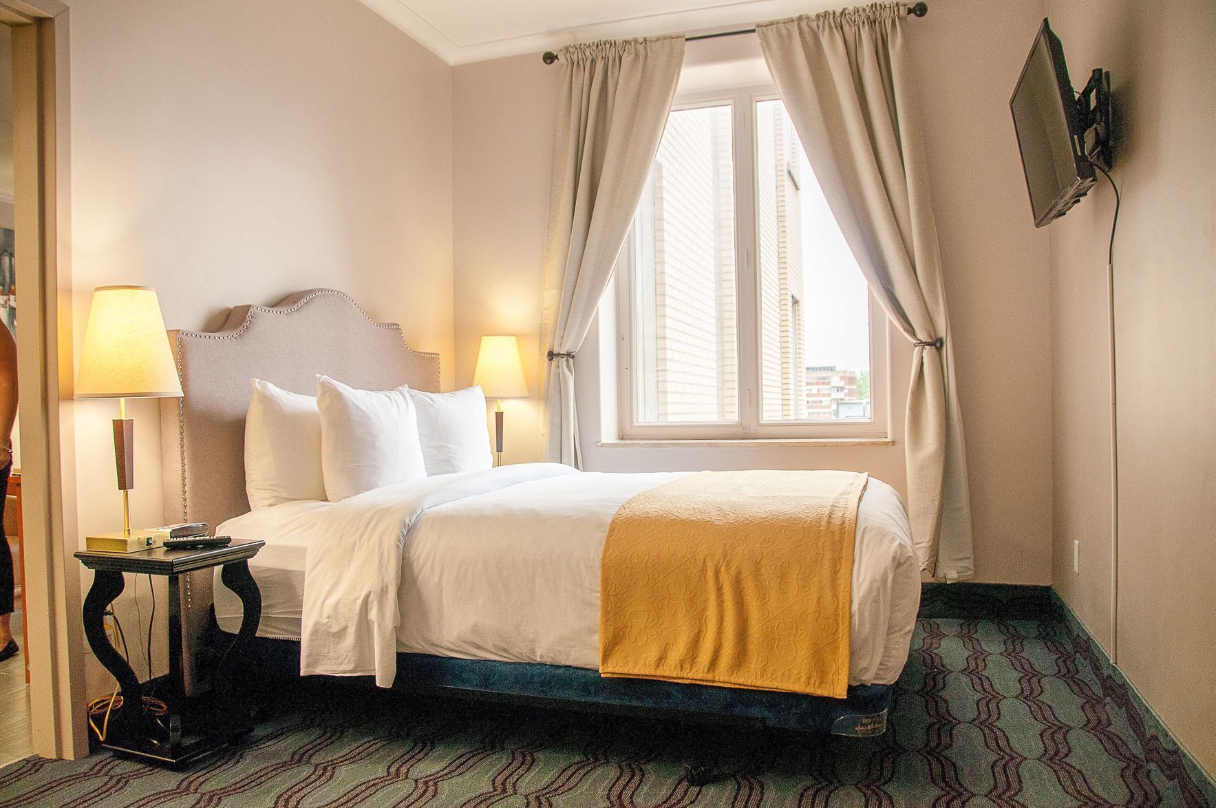 Pillowtop beds, desk, laptop workspace, iron/ironing board