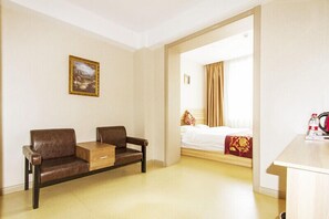 Premium bedding, Select Comfort beds, desk, blackout drapes
