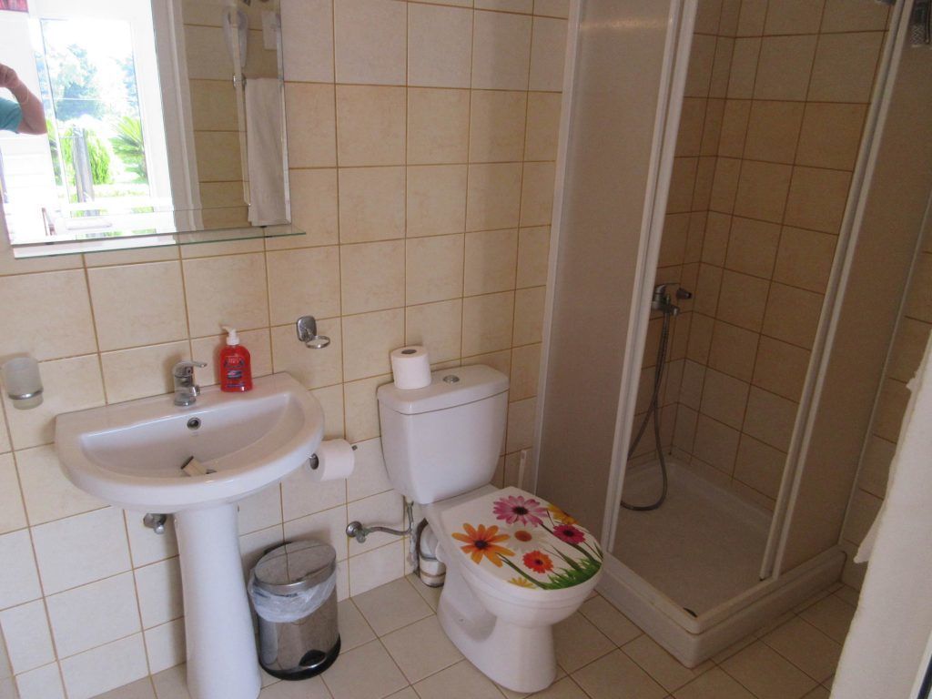 twin room | bathroom | shower, hair dryer, towels