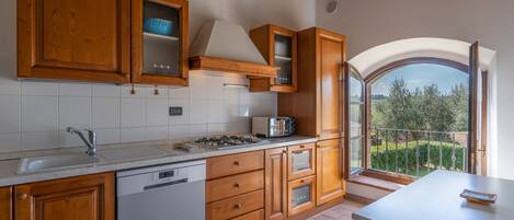 Condo, 2 Bedrooms (Papavero) | Private kitchen | Full-sized fridge, microwave, oven, stovetop