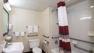 Superior Room, 1 King Bed, Accessible, Non Smoking | Bathroom | Combined shower/tub, free toiletries, hair dryer, towels
