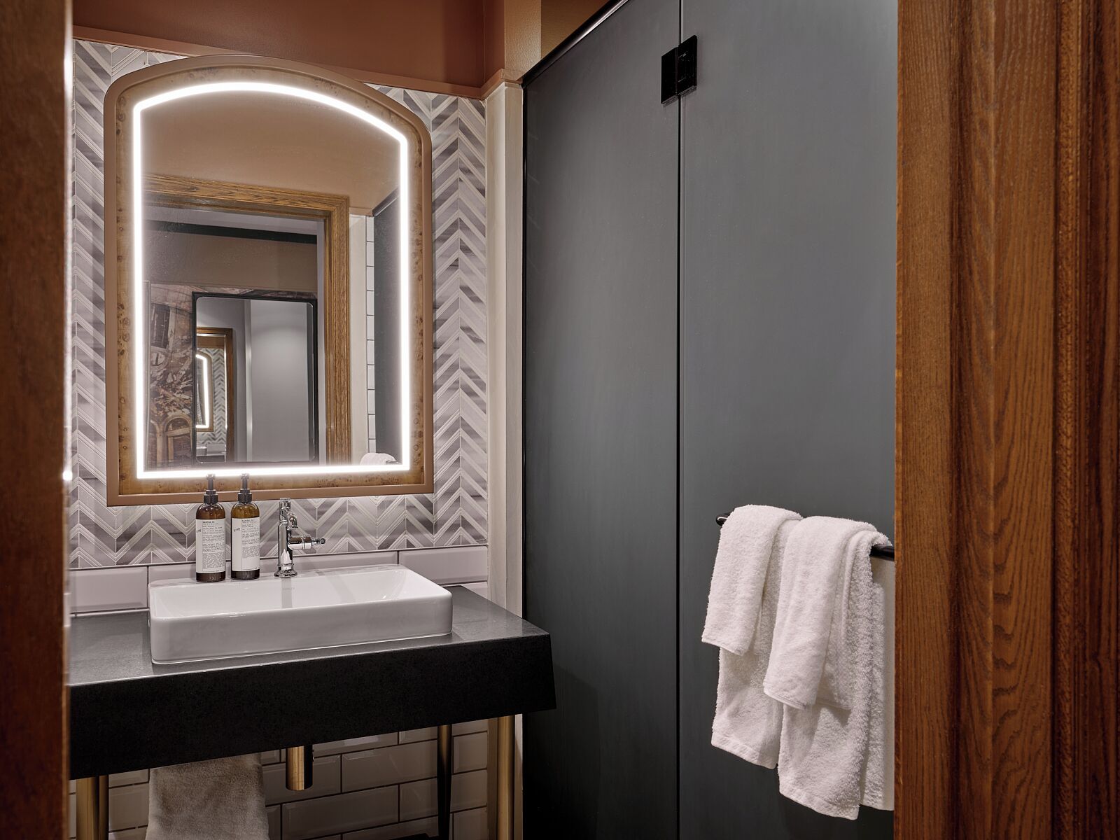 rainfall showerhead, free toiletries, hair dryer, bathrobes