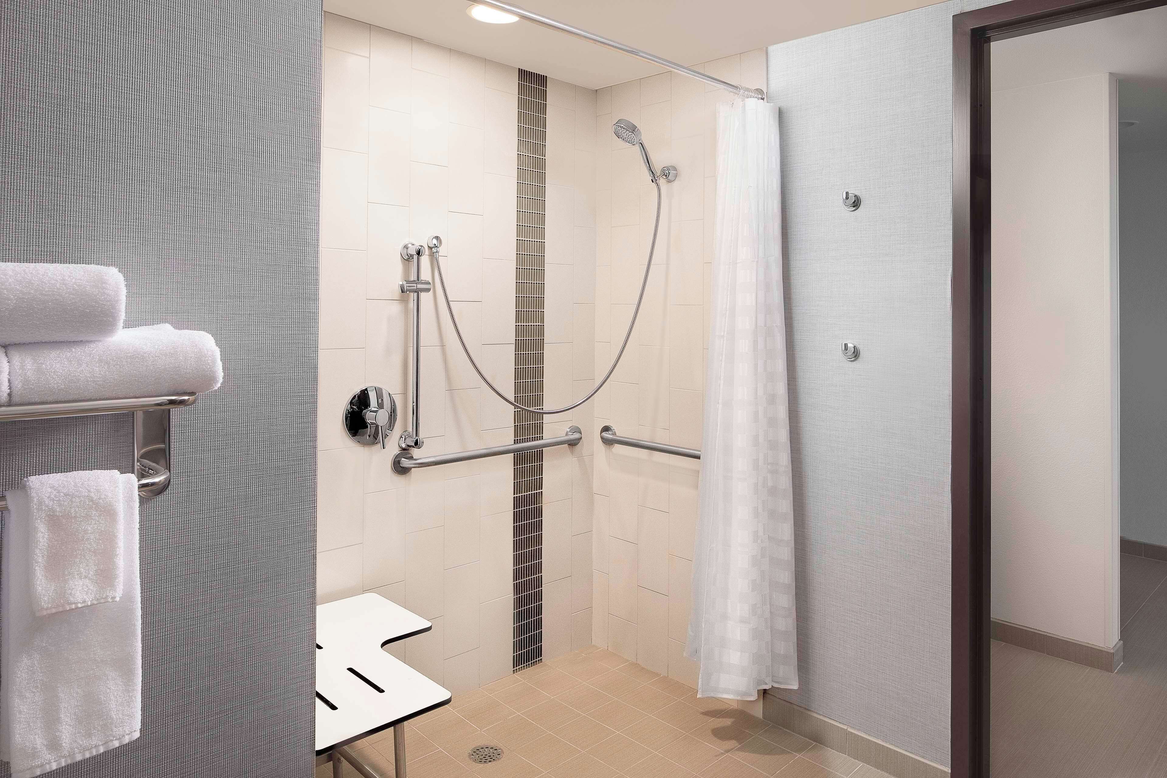 room, 1 king bed with sofa bed, accessible (with shower) | bathroom | shower, designer toiletries, towels