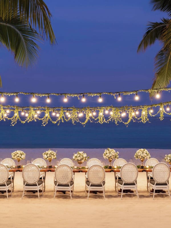 Private beach, white sand, sun loungers, beach umbrellas