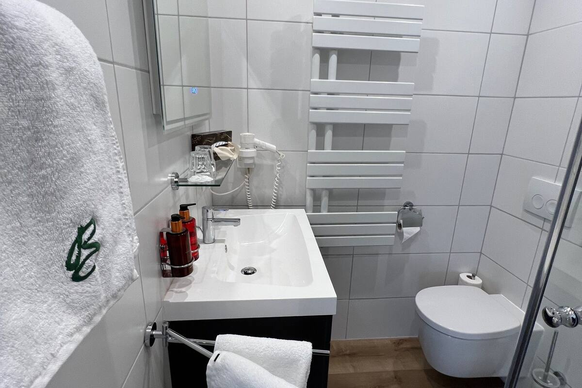 double room, 1 bedroom, balcony, mountain view | bathroom | free toiletries, hair dryer, towels, soap