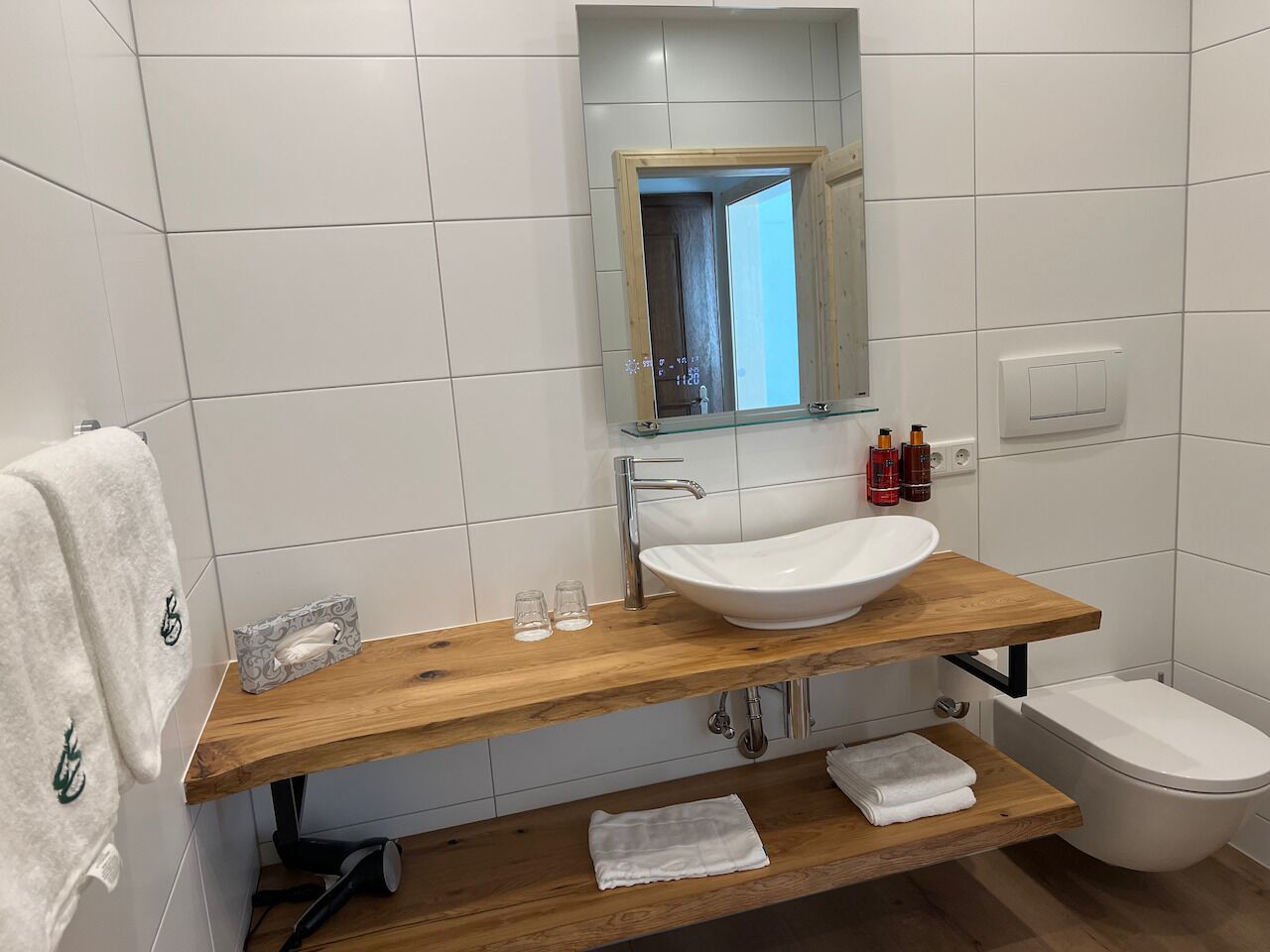 junior suite, 1 bedroom, balcony, mountain view | bathroom | free toiletries, hair dryer, towels, soap