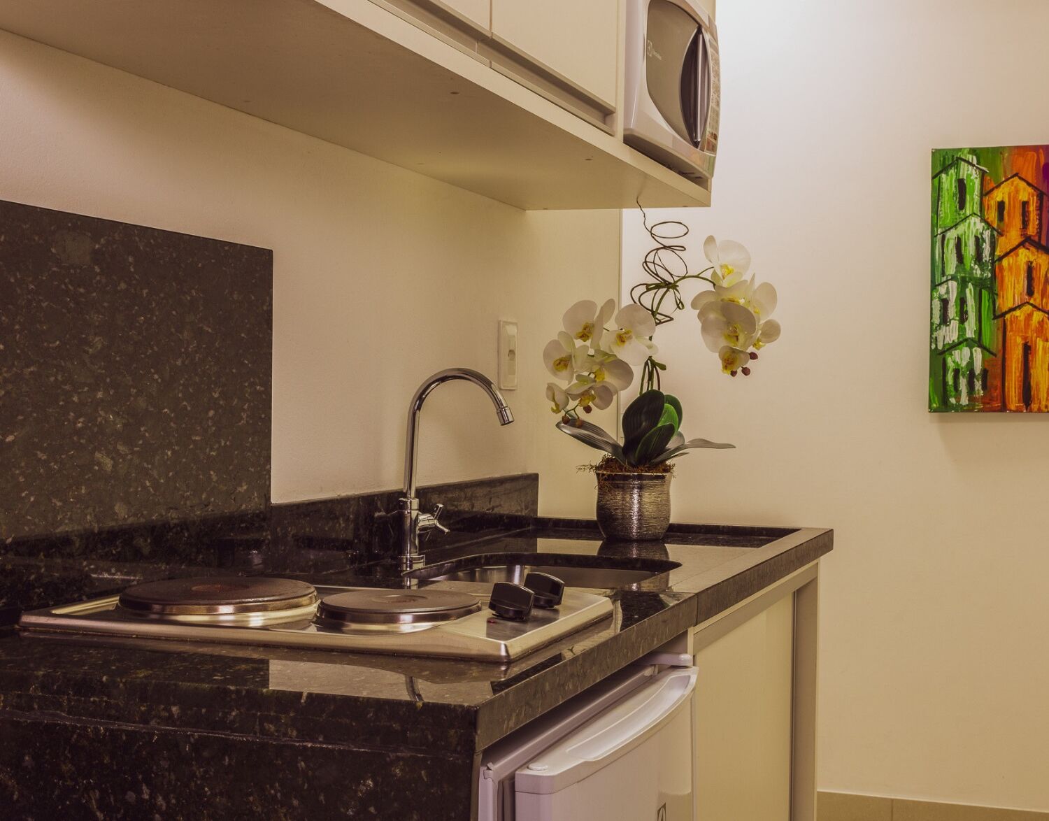 superior suite, sea facing | private kitchen | microwave, cookware/dishes/utensils