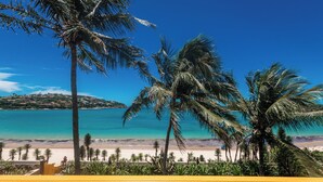 A beach with palm trees and a clear blue sky. - Villa Raphael (Búzios)