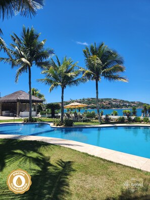 Outdoor pool, sun loungers
