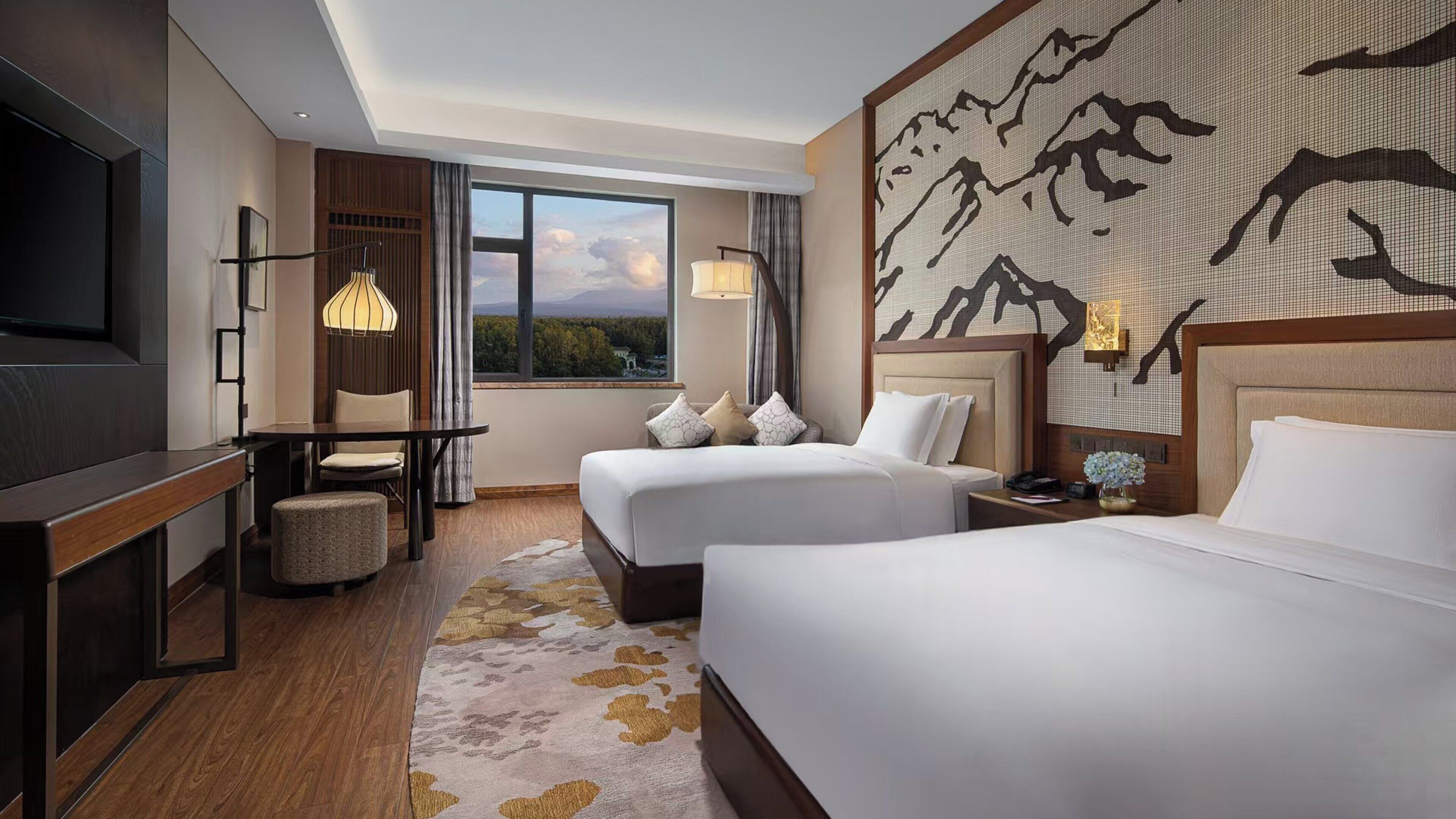 Quarto standard, 2 camas de solteiro, vista para a montanha | Roupas de cama premium, cofres nos quartos, escrivaninha