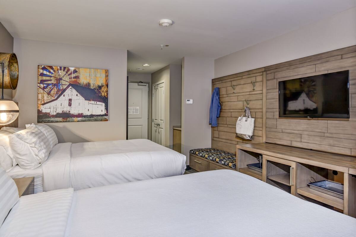 1 bedroom, desk, laptop workspace, iron/ironing board