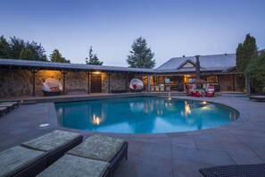 Outdoor pool, sun loungers