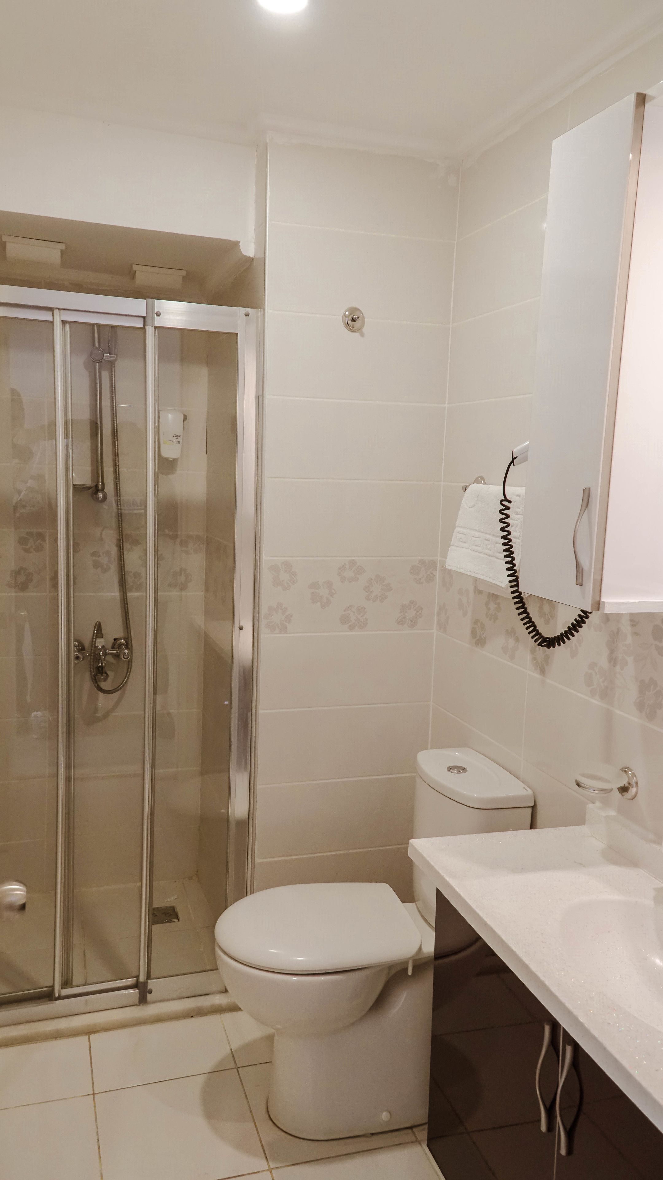 shower, free toiletries, hair dryer, slippers