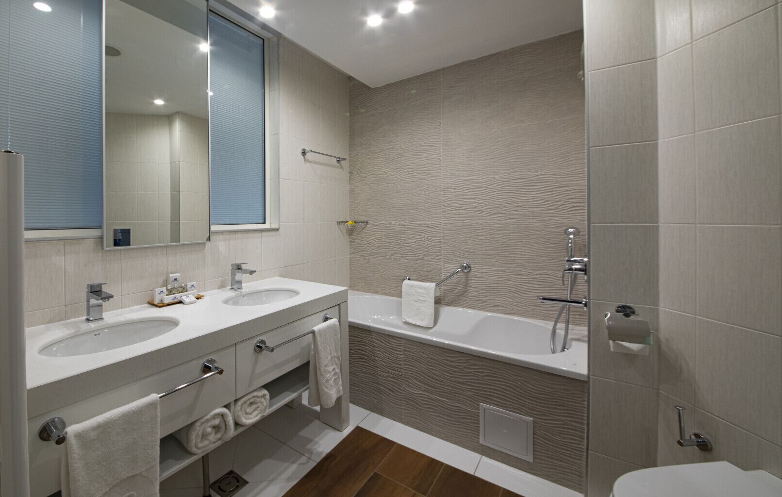 shower, slippers, towels