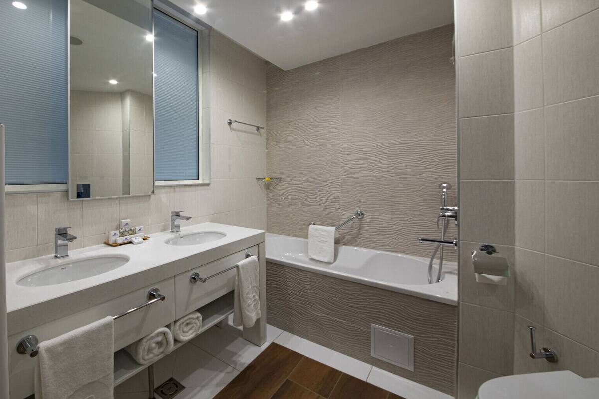 shower, slippers, towels