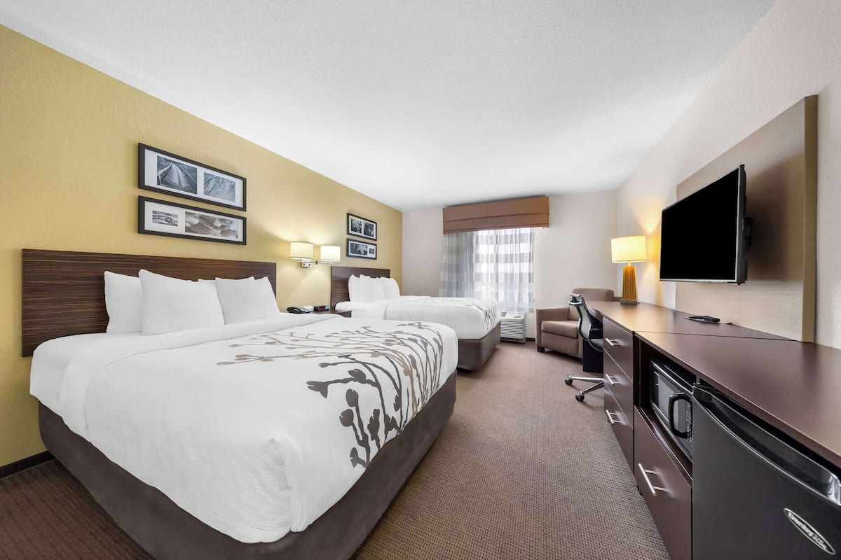 Premium bedding, desk, blackout drapes, iron/ironing board