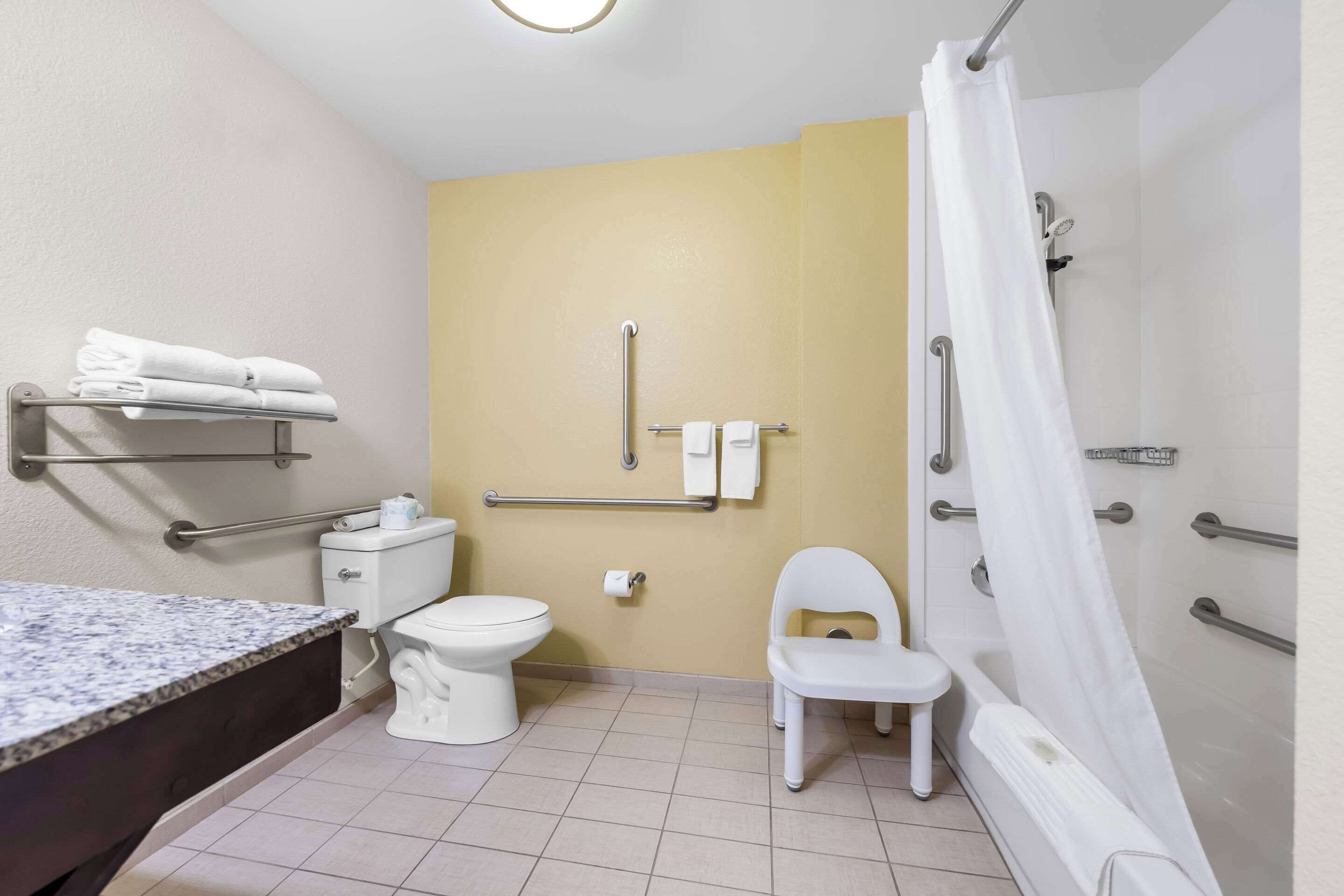 free toiletries, hair dryer, towels